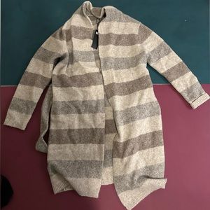 NWT New Jenni Kayne Striped Belted Sweater Coat Size L Large